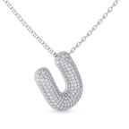 9ct White Gold Lab Diamond Initial U Necklace (1 Ct. Tw.) left