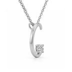 14ct White Gold Minimal Lab Diamond Initial C Necklace (1/5 Ct. Tw.) right