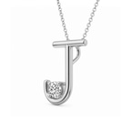 Platinum Minimal Lab Diamond Initial J Necklace (1/5 Ct. Tw.) right