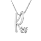 Platinum Minimal Lab Diamond Initial R Necklace (1/5 Ct. Tw.) right