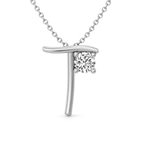 14kt White Gold Minimal Lab Diamond Initial T Necklace (1/5 Ct. Tw.) front image