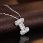 10kt White Gold Lab Diamond Initial I Necklace (1 Ct. Tw.) color product image two