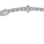 10kt White Gold Emerald Halo Station Lab Diamond Tennis Necklace (25 Ct. Tw.) left