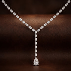 10kt White Gold Oval & Pear Lariat Lab Diamond Tennis Necklace (50 Ct. Tw.) color product image two