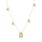 9ct Yellow Gold Opaline Pear & Round Lab Diamond Station Fashion Necklace (5 Ct. Tw.) left