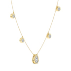 9ct Yellow Gold Opaline Pear & Round Lab Diamond Station Fashion Necklace (5 Ct. Tw.) right