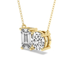 9ct Yellow Gold Soulshine Two Stone Emerald and Round Lab Diamond Fashion Necklace (1 Ct. Tw.) side right image one