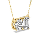 9ct Yellow Gold Soulshine Two Stone Emerald and Round Lab Diamond Fashion Necklace (1 Ct. Tw.) standing product image one