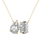 10kt Yellow Gold Sweetheart Spark Two Stone Pear and Oval Lab Diamond Fashion Necklace (3 Ct. Tw.) front image