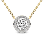 9ct Yellow Gold Belleza Halo Lab Diamond Solitaire Necklace (1 Ct. Tw.) front image