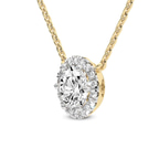 9ct Yellow Gold Belleza Halo Lab Diamond Solitaire Necklace (1 Ct. Tw.) side right image one