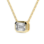 10kt Yellow Gold Aubree Emerald Bezel Lab Diamond Solitaire Necklace (3 Ct. Tw.) side right image one