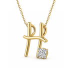 10kt Yellow Gold Minimal Lab Diamond Initial H Necklace (1/5 Ct. Tw.) right