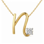 10kt Yellow Gold Minimal Lab Diamond Initial N Necklace (1/5 Ct. Tw.) front image