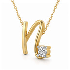 10kt Yellow Gold Minimal Lab Diamond Initial N Necklace (1/5 Ct. Tw.) right