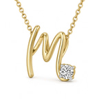 14kt Yellow Gold Minimal Lab Diamond Initial M Necklace (1/5 Ct. Tw.) right