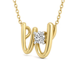 10kt Yellow Gold Minimal Lab Diamond Initial W Necklace (1/5 Ct. Tw.) right
