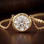 9ct Yellow Gold Agustina Round Bezel Lab Diamond Solitaire Necklace (1/2 Ct. Tw.) color product image one