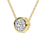 14kt Yellow Gold Agustina Round Bezel Lab Diamond Solitaire Necklace (1 1/2 Ct. Tw.) side right image one