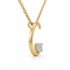 10kt Yellow Gold Minimal Lab Diamond Initial C Necklace (1/5 Ct. Tw.) right