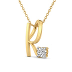 10kt Yellow Gold Minimal Lab Diamond Initial R Necklace (1/5 Ct. Tw.) right