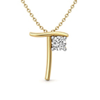 10kt Yellow Gold Minimal Lab Diamond Initial T Necklace (1/5 Ct. Tw.) front image