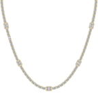 9ct Yellow Gold Emerald Halo Station Lab Diamond Tennis Necklace (20 Ct. Tw.) front image