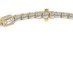 9ct Yellow Gold Emerald Halo Station Lab Diamond Tennis Necklace (20 Ct. Tw.) left