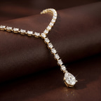 10kt Yellow Gold Oval & Pear Lariat Lab Diamond Tennis Necklace (50 Ct. Tw.) color product image one