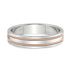 9ct Rose Gold Crossline Milgrain Men's Band front image