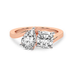 10kt Rose Gold Cecelia Two Stone Cushion and Pear Toi et Moi Lab Grown Diamond Ring (4 Ct. Tw.) front image