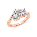 10kt Rose Gold Cecelia Two Stone Cushion and Pear Toi et Moi Lab Grown Diamond Ring (4 Ct. Tw.) right