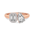 10kt Rose Gold Rebeca Two Stone Emerald and Pear Toi et Moi Lab Grown Diamond Ring (5 Ct. Tw.) front image