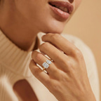 10kt Rose Gold Rebeca Two Stone Emerald and Pear Toi et Moi Lab Grown Diamond Ring (5 Ct. Tw.) model