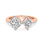 10kt Rose Gold Luisa Two Stone Round and Princess Toi et Moi Lab Grown Diamond Ring (4 Ct. Tw.) front image