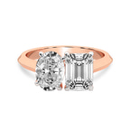 14kt Rose Gold Trianna Two Stone Oval and Emerald Toi Et Moi Lab Grown Diamond Ring (2 Ct. Tw.) front image