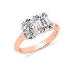 14kt Rose Gold Trianna Two Stone Oval and Emerald Toi Et Moi Lab Grown Diamond Ring (2 Ct. Tw.) right