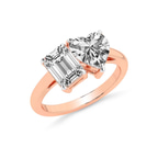 9ct Rose Gold Lola Two Stone Heart and Emerald Toi Et Moi Lab Grown Diamond Ring (1 Ct. Tw.) right