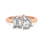14kt Rose Gold Atana Two Stone Emerald and Pear Toi Et Moi Lab Grown Diamond Ring (4 Ct. Tw.) front image