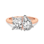 9ct Rose Gold Malena Two Stone Radiant and Pear Toi Et Moi Lab Grown Diamond Ring (1 Ct. Tw.) front image
