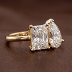 9ct Rose Gold Malena Two Stone Radiant and Pear Toi Et Moi Lab Grown Diamond Ring (1 Ct. Tw.) color product image one