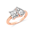9ct Rose Gold Malena Two Stone Radiant and Pear Toi Et Moi Lab Grown Diamond Ring (1 Ct. Tw.) side right image one