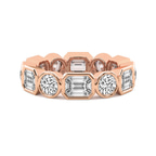 10kt Rose Gold Carmen Emerald & Round Bezel Lab Diamond Eternity Ring (6 Ct. Tw.) front image