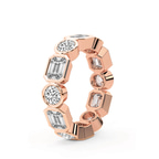 10kt Rose Gold Carmen Emerald & Round Bezel Lab Diamond Eternity Ring (6 Ct. Tw.) left