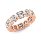 10kt Rose Gold Carmen Emerald & Round Bezel Lab Diamond Eternity Ring (6 Ct. Tw.) right