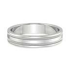 9ct White Gold Crossline Milgrain Men's Band front image
