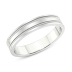 9ct White Gold Crossline Milgrain Men's Band left