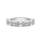 10kt White Gold Rania Emerald and Oval Lab Diamond Anniversary Band (4 Ct. Tw.) front image
