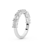 10kt White Gold Rania Emerald and Oval Lab Diamond Anniversary Band (4 Ct. Tw.) left