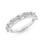 10kt White Gold Rania Emerald and Oval Lab Diamond Anniversary Band (4 Ct. Tw.) right